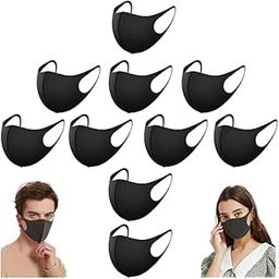 10 PCS Black Face Masks Washable,Breathable Black Masks Reusable Face Mask Made of Polyester Cotton Face Masks for Men and Women,Fashion Cloth Face Mask for Unisex Outdoor-14