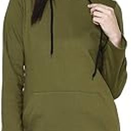 Women Olive Green Hooded Full Sleeve Fleece Dress Sweatshirt-picture-7