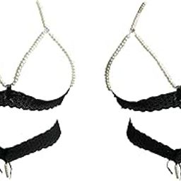 Women's Black Lace Pearl Design Front Open Bra and Panty Lingerie Set, Innerwear (Pack of 2)-image-30