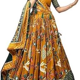 Women's Tussar Silk With Patola Print And Foil Work Readymade Lehenga choli-picture-44