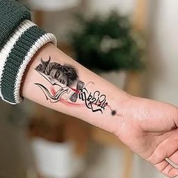 Tattoo Mahadev Face With Trishul And Damru Tattoo Sticker For Male And Female Temporary Tattoo 11x6 CM Multicolor-image-82