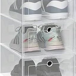 TIED RIBBONS Set of 3 Shoe Boxes Professional Shoes Display Case Organizer for Clear Plastic Stackable Sneaker Storage for Sneakerhead (Fits India/UK Size 13)-24