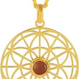Brass Micron 1 Gram Gold Ruby Chakra Pendant Astrology Fashion jewellery for Men Women (PCGS5962)-image-5