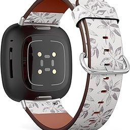 CJBROES Replacement Leather Watch Band, Compatible with Fitbit Versa 3 and Fitbit Sense of Wristband Bracelet Accessory - Leaves-image-83