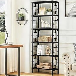 KK Brothers Mart 5-Tier Metal Rack Shelf | Modern Black Iron Display Unit for Home & Office | Freestanding Bookshelf for Living Room, Bedroom, Kitchen | Open Storage Organizer (70.8"x23.6"x11.8")-20