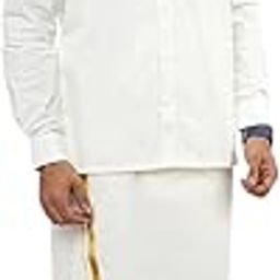 Men's Cotton Double Dhoti With gold jari Border (8 mulam) 4 mtrs-picture-34