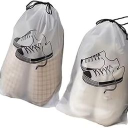 Pack of 10 Pcs Shoe Bag Cover for Shoe Storage & Travelling Drawstring Bags Waterproof, White (10PSC)-image-78