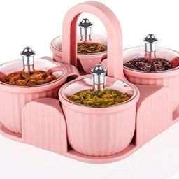 4 Jar Multipurpose Dry Fruit Box Set – Achar Container, Mukhwas Tray, Masala Storage, Sweets & Chocolate Holder for Kitchen Dining Table Organizer-image-98
