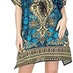 Women Printed Night Wear Kaftan Dress Green-32