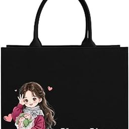 Customized Canvas Mini Tote Bag with Name | Personalized Floral Handbag for Women | Small Reusable Multipurpose Printed Bag | Eco-Friendly & Stylish Gift Bag for Office, Gifting, Travel, Party-image-82