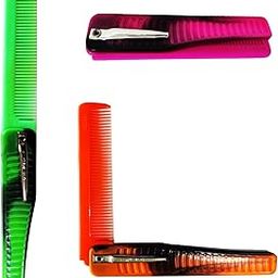 Nyamah Sales Men and Women Plastic Pocket Hair Comb Portable Travel Size Folding Moustache Beard Hair Styling Beauty Tool Multicolor 3 PCS-image-45