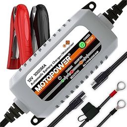 MOTOPOWER MP00205B 12V 1000mA Automatic Battery Charger, Battery Maintainer, Trickle Charger, and Battery Desulfator with Timer Protection-23