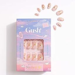 Gush Beauty Press On Nails | Reusable Extensions | Artificial Nails Set | Long Lasting Design | Glue Tabs and nail glue included | Pack of 24 Nails | For women (Celestial Gold - Short Round)-image-59