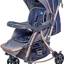 Mee Mee Baby 2-in-1 Pram/Stroller Cum Rocker, with 3 Reclining Positions, Wheel Brakes, Reversible Handle, Water-Resistant Canopy, Spacious Storage Basket, and 5-Point Safety Harness (0-3 Yrs, Blue)-image-25