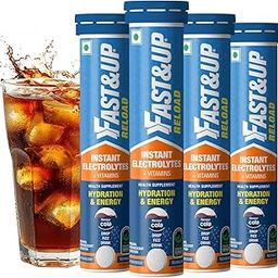 Fast&Up Reload (20 Litres) Low Sugar energy drink for Instant Hydration - 80 Effervescent Tablets with all 5 Essential Electrolytes + Added Vitamins - Certified Electrolytes Drink - Cola flavour-5