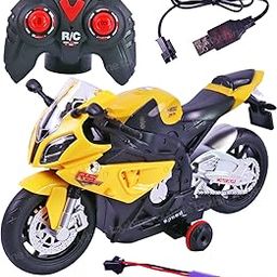 Toyshine 1:20 Scale Remote Control Rechargeable 360° Spinning Action Racing Motorbike Toy with Light & Sound Function for Boys Girls 5-12 Years, Yellow-3