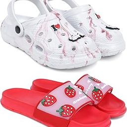 Combo Pack of 2 Slipper/Flip Flops/Slides/Clogs/Sandals with Adjustable Back Strap for Women (WCL-LGirl,S-Bery)-image-59