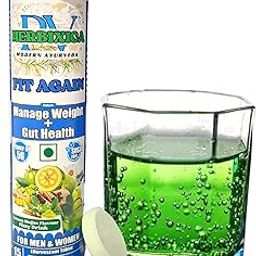 Herbixica Fit Again Effervescent Tablets, For Weight management, Gut Health | tasty lemon mojito flavour, 2500mg, 1tab/day, with 9 Ayurvedic ingredients & Vit B6, B12 | For Men & Women-image-35