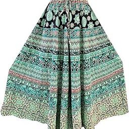 Women's Cotton Jaipuri Sanganeri Print Fashion Skirt, Wrap Around, Maxi Skirt, Mandala Hand Block Rajasthani Long Fashion Skirt Colored Wrap Around (Free Size)-image-78