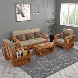 FurnMoq Solid Sheesham Wood Sofa Set 5 Seater (3+1+1) | Stylish & Durable 5 Person Sofa for Living Room, Office & Home Furniture (Cairo Honey, 5 Seater)-image-97