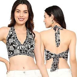 KE Kanha Exports Tops for Women Western | Jeans Tops for Women | Sleeveless Crop top | Summer | Beach wear | Stylish Trendy Tunics Halter Neck top | Fashion Any Occasion-image-90