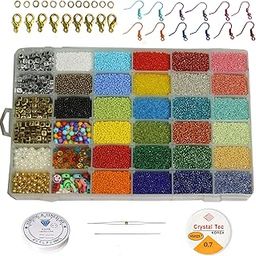 JAUNTY Beadsnfashion 36 Grid Cells Glass Seed Beads, Pearls, Acrylic and Alphabet Beads DIY Kit with Thread, Needle and Findings for Jewellery Making, Beading, Embroidery and Art and Crafts.-image-36