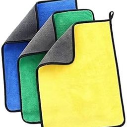 THE HOME TALK Microfiber Multi-Purpose Double Sided Vehicle Cleaning Cloth/Towel 800 GSM - Multicolor, 40X30 CM (Set of 3) (Pack of 3, 40X40 CM)-30