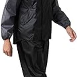 Men 2 Tone Bag Pro Rain Cheater Suit (L, Black-Grey)-image-49