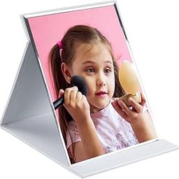 BGVM Folding Tabletop Mirror, Portable Travel Folding Mirror, PU Leather Makeup Mirror, Free Standing Desktop Vanity Mirror, for Office Desk,Vanity Table, Travel, Camping (White, Pack of 1)-13