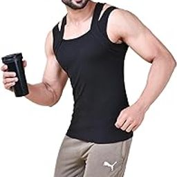 Solid Standard Colors by Athlefit X Gym Vest for Men, 100% Cotton Breathable and Stretchable Fabric, Racerback with Criss Cross Shoulder Strap, Pack of 1-picture-11