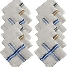 Men's Premium Collection 100% Pure Cotton Plain/Striped Designer Handkerchief's Available in White and Light Colours Pack of 6, 12 & 24 (Size-50cm*50cm)-picture-36