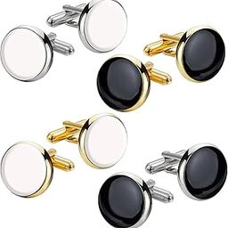 Fashions White & Black Combo Cufflinks Wedding Formal Shirt Suit Blazer Cuff Links For Men-22
