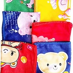 Cute Cartoon Printed cotton Towel Hankies for Baby Girls; Kids (Multicolour) -Set of 6-image-46