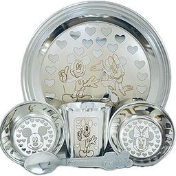 Artha Stainless Steel Cartoon Laser Printed Kids Dinner Set - 5 Pieces Including 1 Plate, 1 Glass, 1 Spoon, and 2 Bowls-picture-14