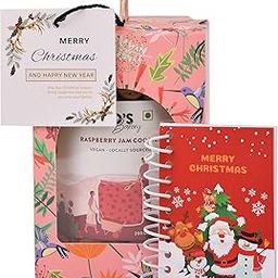 Mo's Bakery Premium Christmas & New Year Pink Gift Box with Raspberry Cookies,New Year Goals Diary & Xmas Greeting Card | Healthy Christmas Gift | Healthy Snacks Gift Box | Cookies Gift Box-image-17