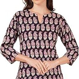 Paisley Print Top for Womens Jeans Top for Girls and Womens (Black, Size: M)-image-92