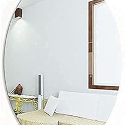 Oval Shape Adhesive Mirror Sticker for Wall on Tiles Bathroom Bedroom Living Room Basin Mirror Bathroom Wall Mirror Stickers Unbreakable Plastic Wall Mirror 20 * 30-86