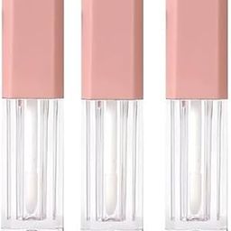 Hunky Dory 3pcs 2ml Sqaure Premium Qaulity Plastic Unbreakable Travel Empty Lip Rose Gold Gloss,Lip Care,Costemic, Oil Bottles Transparent Empty Clear Lip Containers Tubes,Refillable Bottle With Plug-25