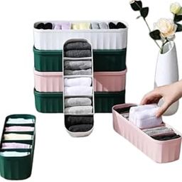 Drawer Organizer Set for Wardrobe Storage, 4 Pack Multicolor Plastic Dividers for Socks, Undergarments, Bra, Tie, Scarfs-57
