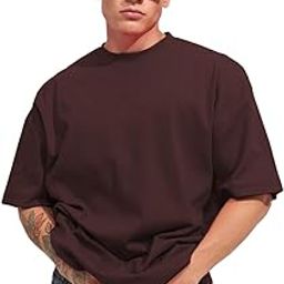 Half Sleeve Oversized Tshirt for Men, Round Neck Cottonblend Drop Shoulder Solid T-Shirt (Black Color)-image-42