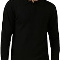 Men Black Solid Slim Fit Full Sleeve Polo Pullover-image-16
