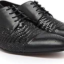 Imperio Mens Formal Woven Leather Oxford Lace Ups-image-67