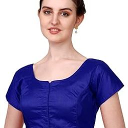 Women's Phantom Silk Short Sleeves Readymade Saree Blouse-image-26
