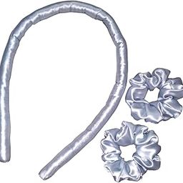 Heatless Hair Curler, Flexible Curling Rod with two scrunchies, Satin Rollers for All Hair Types, No Heat Curls to Sleep for Curl Rods, Heatless Curls for Blowout Hair, Pack of 1 (Silver, Free)-image-106