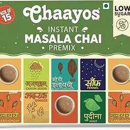 Chaayos Assam Instant Tea Premix Powder - Low Sugar Masala Flavour (15 Sachets) - Chai, Flavored Assam Tea Mix - 180 Gm-picture-28