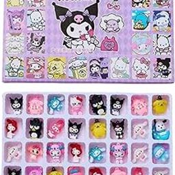 HASTHIP® 40 Pcs Kawaii San-Rio Kuro-mi Gift Box 12 Categories Merchandise Collectible Gift Box Blind with Doll,Plush,Ropes Clips Necklace Wallet Keychain Nails Stickers-49