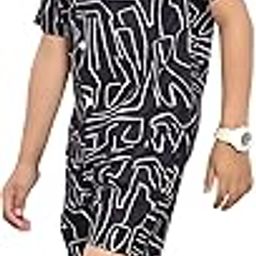 Black Abstract Printed Cotton Shirt and Shorts for Boys|Co-Ords Set-image-90