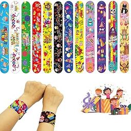 Jubobu Birthday Theme Return Gifts - 12Pcs Slap Bracelets for Kids Party-image-3
