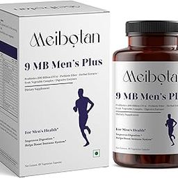 ​Meibotan 9 MB Men plus 100 Billion Probiotics with Digestive Enzymes & Herbal Extract for Immunity Support 60 Veg Capsules-0