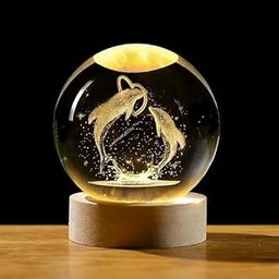 3D Dolphin Crystal Ball Night Lamp, Dolphin Ball Night Light with ON/Off Switch Button, USB Cable Colorful LED Wooden Ball for Home Decoration Birthday Gift for Boys and Girls-31